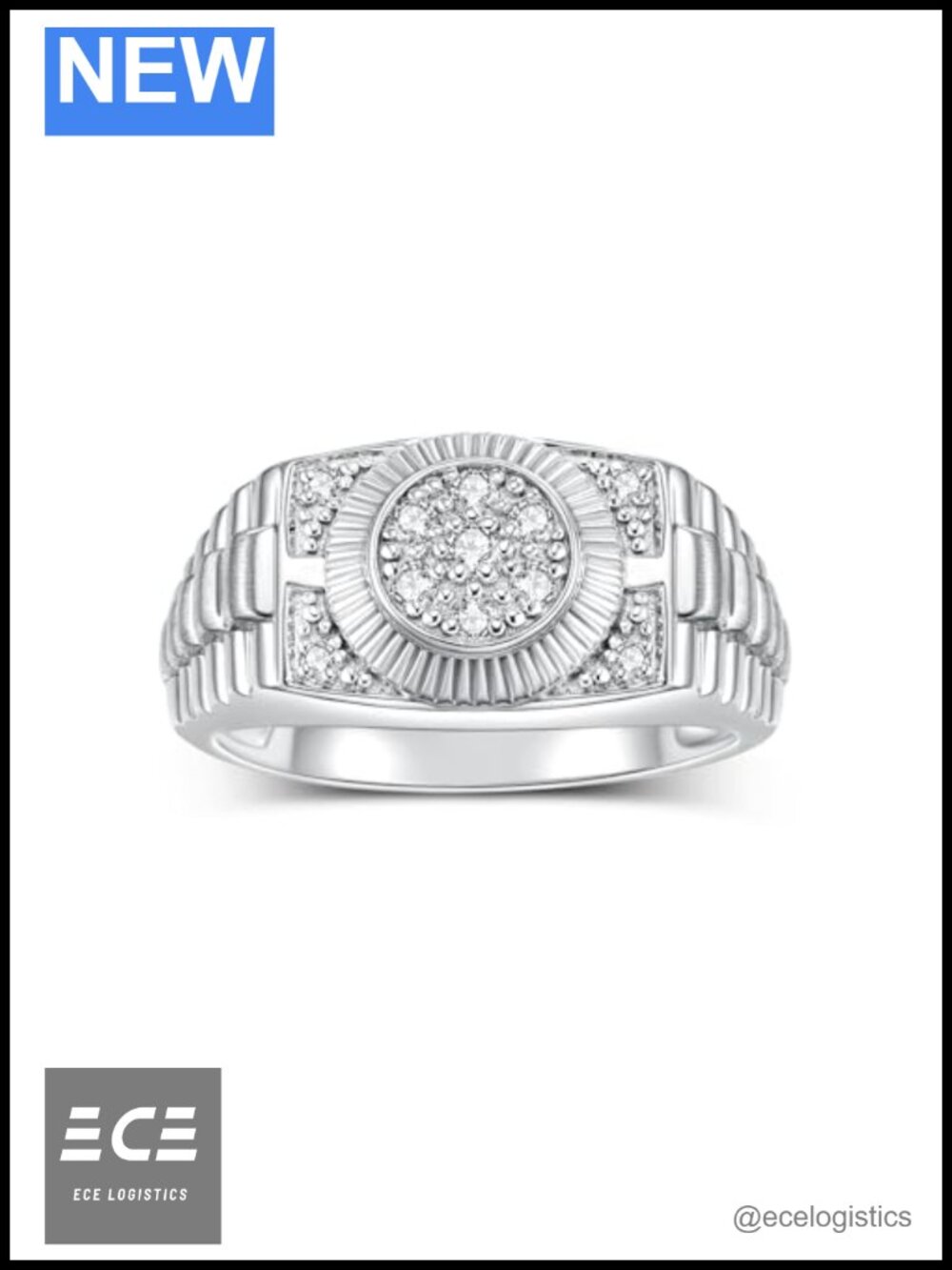 Diamond Halo Ring 0.25 Carats Sterling Silver or Yellow Gold Plated